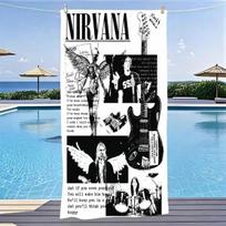 1pc Nirvana Band Album Beach Towel Classic Rock Album Microfiber Quick Dry Soft Skin Friendly Gym Sports Towel Beach Accessories 50X100CM white