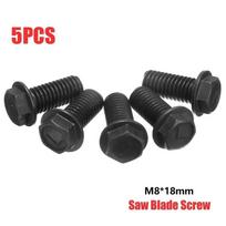 5pcs Saw Blade Screw M8 X 18mm Left Hand Thread Hex Flange For Cutting Machine Carbon Steel Material Not Easy To Rust Tool Parts China Mainland