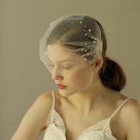 Handmade Pearls Bridal Veil Soft Tulle Side Comb Veil Elegant Pearl Veil  Bridal Shower White