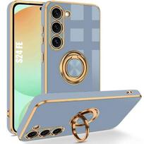 Protective Case - BOOLING - for Samsung Galaxy S24 FE - Flexible Blue - Anti-Scratch - 360° Rotating Ring