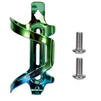 Colorful MTB Mountain Bike Road Bicycle Water Bottle Cage Aluminum Alloy High Strength Rainbow Water Holder Cycling Accessories Two-color green and blue (with screws) #1