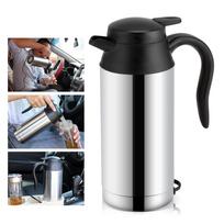 CHICIRIS 12V elektrinis automobilinis virdulys, 750 ml nerūdijančio plieno kelioninis vandens butelis, greitas kaitinimas, automatinis išjungimas, karštam vandeniui, kavai, T black
