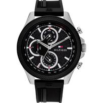 Tommy Hilfiger Vyriškas chronografo laikrodis Juodas ciferblatas Silikoninis dirželis 1792082 juoda
