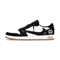Travis Scott x Jordan Air Jordan 1 Black Travis Scott X AJ1 Cushioning Low top Vintage Basketball Shoes Unisex DZ4137-700(Team1698-) 41