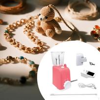 Automatic Electric Knitting Machine for Beginners Crochet Loom Braiding Yarn Helper Manual PP Thread rožinė