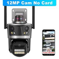 8K 16MP WiFi IP Camera 8X Zoom Four Lens Outdoor PTZ Security Camera Auto Tracking Smart Security Protection CCTV Video Camera 12MP Cam No Card