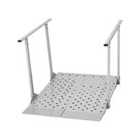Vežimėlio rampa su turėklais, 1140 x 850 mm, tvirta aliumininė neįgaliųjų rampa, 199,6 kg talpa, neslystančios nešiojamos slenksčio rampos namų laiptams,