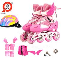 Adjustable PU Flash Wheel Roller Skates for Beginners - Unisex, Children's Inline Skating Shoes Small 31-34, fits 27-31 geltona