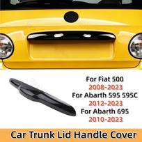 For Fiat 500 08-23 Abarth 595 2012-2023 Abarth 695 2010-2023 Car Trunk Lid Tailgate Handle Cover Trim Glossy Black/Carbon Look juoda