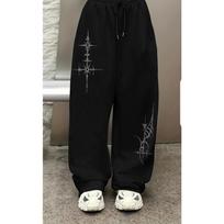 Fitness Harajuku Y2K Wide Leg Sweatpants Y2K Gothic Graffiti High Waisted Lounge Pants Athletic Joggers Pants S