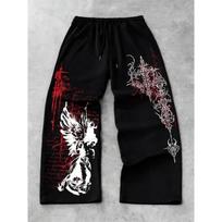 Sweatpants High Street Pants Men Harajuku Y2K Oversized Sport Winter Super Handsome Men's Straight Leg Pants S