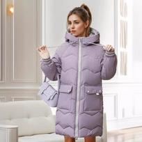 Down Jacket Women's Mid-length Korean Style Loose Winter Coat Thickened Cotton Jacket Bread Coat Cotton Jacket Trendy S