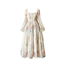 French Elegant Floral Midi Dress Chiffon Long Sleeve Evening Party Dress Woman Beach Fairy One Piece Dress Korean 2026 Summer S