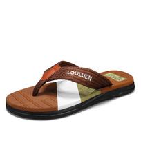 Summer new flip-flops men's drag ebay sense casual pinch slippers non-slip beach slippers 39 chaki