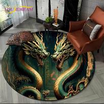2025 New Loong Chinese Style Dreamy Dragon Cartoon Round Carpet Rug for Bedroom Living Room Sofa Decoration,pet Decor Floor Mat 60cm