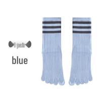 Women's Yoga Five-Toe Non-Slip Mid-Calf Cotton Socks with Stripes One Size 35-40
