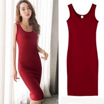 Elegant Women's Sleeveless Bodycon Midi Dress Casual, Party, Evening Wear Red, Size S-XL XXXL