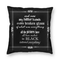 Pearl Jam Black Lyrics Square Pillowcase Polyester Linen Velvet Creative Zip Decorative Pillow Case Home Cushion Cover 45X45 Peach skin 18*18(CM)-1Pcs