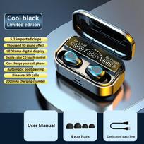 VAORLO Mini In-Ear belaidės ausinės Skaitmeninės ekrano ausinės Didelės talpos ausinės su HD mikrofonu Visiems išmaniesiems telefonams juoda