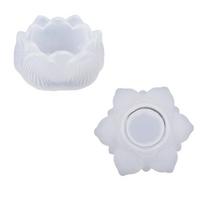 3D Silicone Lotus Shape Mold Candle Holder Mould Resin Casting Mold DIY Craft white