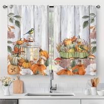 2 vnt. Sodybos moliūgai Rustic Rudens klevo lapų augalai Namų svetainės virtuvės dekoracija Užuolaidos Studijos valgomojo atspalvio audinys 70x100cm 27.5x42inch gray