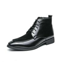 Prabangus Prekės ženklas Žieminiai PU Odiniai Batai Vyriški Batai Formalūs Madingi Oxfords Batai Proginiai Batai Chelsea Su Užtrauktuku Kulniukai Vyrams 38 juoda