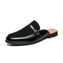 Large Big Plus Size 38-48 Half Shoes For Men Leather Men Mules Backless Men Casual Shoes Semi-Drag Loafers slippers Male Slides 38