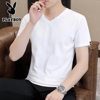 PLAYBOY Men's V-Neck Ice Silk T-Shirt XL balta