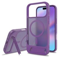 Fashion Hard PC+TPU Stand Fundas Phone Case for IPhone 17Air 16E 15 14 Plus 13 12 Pro Max Magnetic Wireless Charge Protect Cover iPhone 14 Pro violetinė