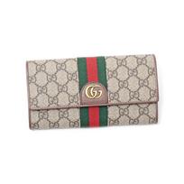 Gucci piniginė Ophidia Trys paršiukai spausdintas sendintas logotipas dryžuota juosta ilgas atvartas drobės lopymas vyriškas ir moteriškas poros modelis smėlio spalvos rudas ruda