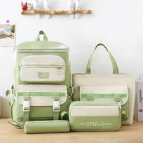 4pcs School Bags Boys Girls Primary Junior HighSchool Students in Grades 3-6 Reduced Burden Spine Protection Backpacks Large-capacity Backpack 4pcs no pendant šviesiai žalios spalvos