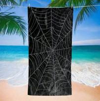 Black Spider Web Beach Towel, Microfiber Sand Free Quick Dry, Gothic Halloween Pattern, Soft Absorbent for Summer & Pool 70X140cm  &1pc blue