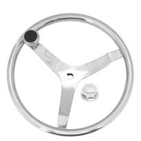 13.5in 3 Spoke 316 Stainless Steel Steering Wheel with 5 8in ‑18 Nut Turning Knob for Yacht