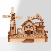 Rotatable DIY 3D Wooden Music Box Puzzles Electric Zoo Animals Hut House Model Mechanical Kits Decor Toys Gifts for Kids gelsvai ruda