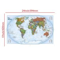 Pasaulio žemėlapis Dideli plakatų spaudiniai, pakabinami ant sienos Vinilo ir neaustinio audinio fono audinio sienų dekoras 59*42cm (24*17inch)