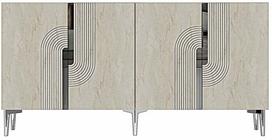 Konsolinis staliukas Kalune Design Meyra 150, balta sp./sidabro sp./travertine sp., 32 cm x 150 cm x 75 cm