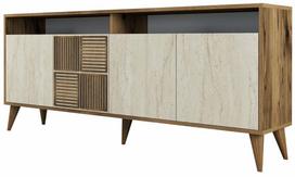 Konsolinis staliukas Kalune Design Milan, riešuto sp./travertine sp., 35 cm x 180 cm x 78 cm