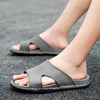 Slippers one-word drag summer casual thick-soled soft-soled daily wolf slippers indoor and outdoor deodorant shoes 38 pilka spalva