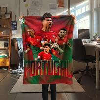 1Pc Portugal National Team Print Flannel Blanket High Quality Warm Comfortable Cover for All Seasons Perfect for Gifts Home Decor 80cm x 120cm