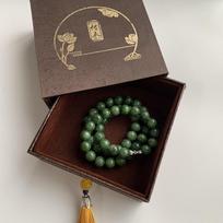 Natūralus Hetiano nefrito jaspiso karoliukų vėrinys - kopūstų žalias, 10 mm Jade Necklace black