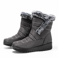 Women's Warm Snow Boots With Side Zipper Mid Calf Ankle Booties With Faux Fur Lining Outdoor Non-Slip Waterproof Walking Boots Winter Shoes for Female 36