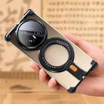 Oatsbasf Metalinis magnetinis telefono dėklas, skirtas Honor Magic V5, su žiediniu laikikliu, 360° kampu pasukamas aliuminio lydinio berėmis smūgiams atsparus dangtelis HONOR Magic V5 juoda