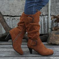 Fashionable versatile new spring autumn mid length boots elegant simple high-heeled women's shoes minimalist comfortable boots 42