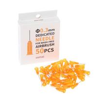 Wash Free Airbrush Needle Set 50Pcs 03mm 05mm PTAB with 3 Paint Mixing Bottles for Model and Art Painting Tools 50pcs 0.3mm needle