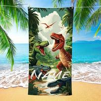Individualus Dinozaurų Paplūdimio Rankšluostis Su Asmeniniu Vardų T-Rex 160x80cm Mikropluošto Vonios Rankšluosčiai Visų Sezonų Minkštas Sugeriantis Antklodė 50x100cm(20x40in)