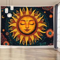 1 Orange Sun and Moon Hippie Mandala Tapestry - Perfect for Living Room, Bedroom, Office Decor | Ideal Indoor/Outdoor 70X100cm