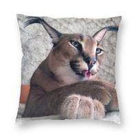 Cute Caracal Cat Cushion Cover 45X45Cm Big Floppa Meme Velvet Cute Pillow Case Decor Home Peach skin 18*18(CM)-1Pcs