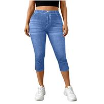 Women’s Stretch Denim Capri Pants Mid Rise Slim Fit Cropped Jeans with Classic Five Pocket Design for Everyday Wear XXL