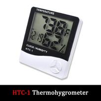 HTC-1/2 Digital LCD Thermometer Hygrometer, Indoor/Outdoor Temperature Humidity Meter with Clock & Max/Min Records