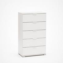 The White Stone Commode 5 Tiroirs Blanche déjà Montée | Meuble Gain de Place 60x103x38 cm 60x38x103 cm balta